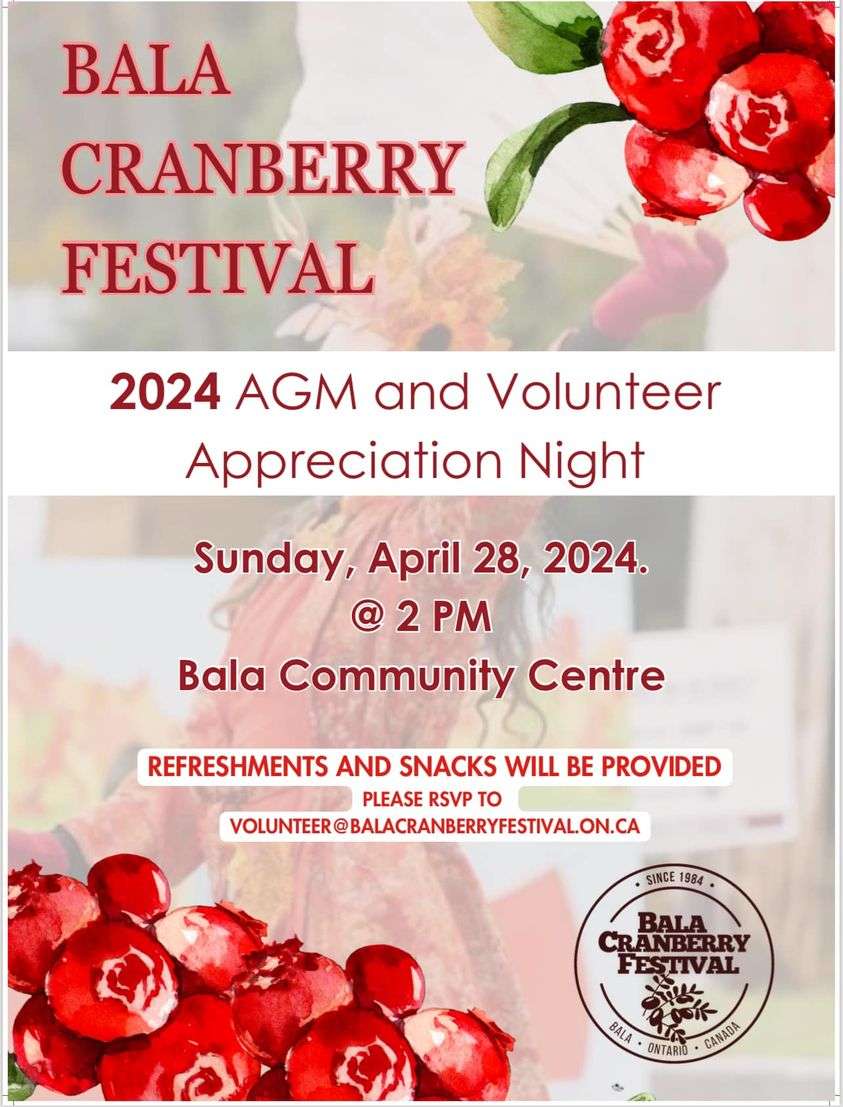 Bala Cranberry Festival AGM and Volunteer Appreciation Night